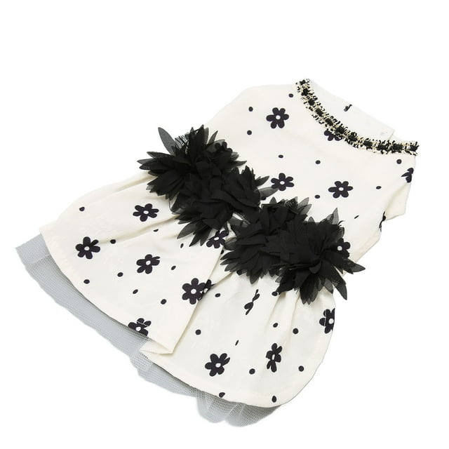Vestido floral negro para mascotas, vestido para perros y mascotas, vestido de princesa suave para niñas, vestido para perros, artesanía excepcional