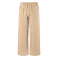 thumbnail image 4 of IFNWSV Boys Pants Solid Color Cotton Linen Breathable Elastic Waistband Comfortable Loose Casual Trousers Khaki 14-15 Years, 4 of 7