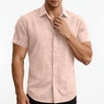 thumbnail image 7 of LEKWK Linen Tops for Men Collared Button Down Shirts Lightweight Short Sleeve Rolled Cuff Slim Fit Casual Tees Athletic Work Office Daily Outfits Beige L, 7 of 7