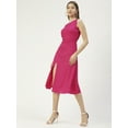 thumbnail image 3 of Moomaya Solid Stylish Back Dress, Front Slit Calf Length Dresses For Women, 3 of 8