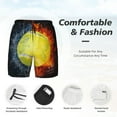 Kdxio Tennis Ball In Fire And Water Print Men's Swim Trunks with