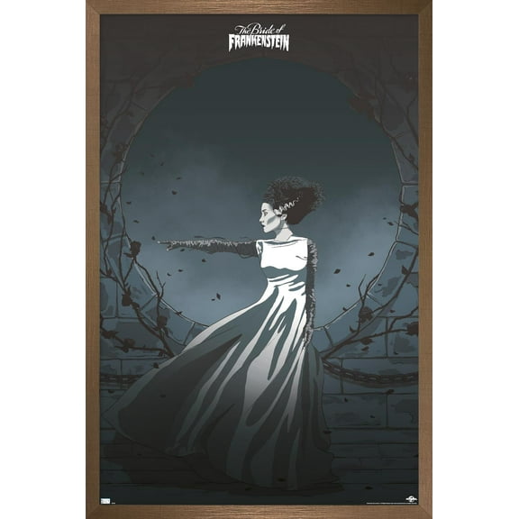 The Bride of Frankenstein - Illustration Wall Poster, 14.725" x 22.375" Framed