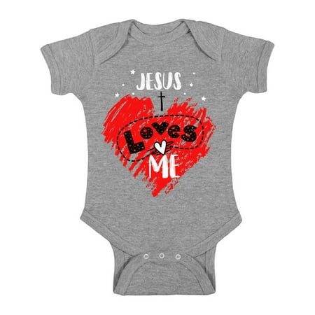 

Awkward Styles Jesus Loves Me Bodysuit Short Sleeve for Newborn Baby Cute Birthday Gifts for 1 Year Old Jesus One Piece Top for Baby Boy Baby Girl Religious Outfit Baptisim Gifts God Lover