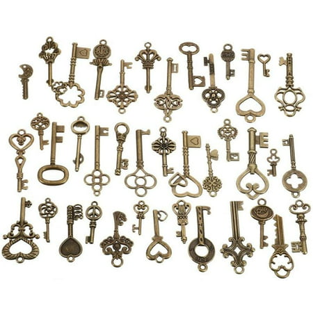 40pcs Skeleton Keys Vintage Antique Bronze Key Charm Set Mixed Small For Necklace Bracelet Pendant Diy Jewelry Making Wedding Birthday Christmas Party Canada