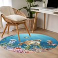 thumbnail image 4 of Turtle Coastal Round Area Rug 3Ft Washable Small Circle Rugs for Kitchen Entryway, Nautical Ocean Summer Beach Coral Octopus Non-Slip Carpet Floor Mats Indoor Outdoor Carpet Runner Home Decor, 4 of 8