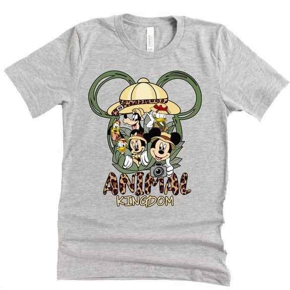 Animal Kingdom Mickey and Friends Shirt, Safari Shirt, Unisex Casual Short Sleeve (Gray-2X Large)