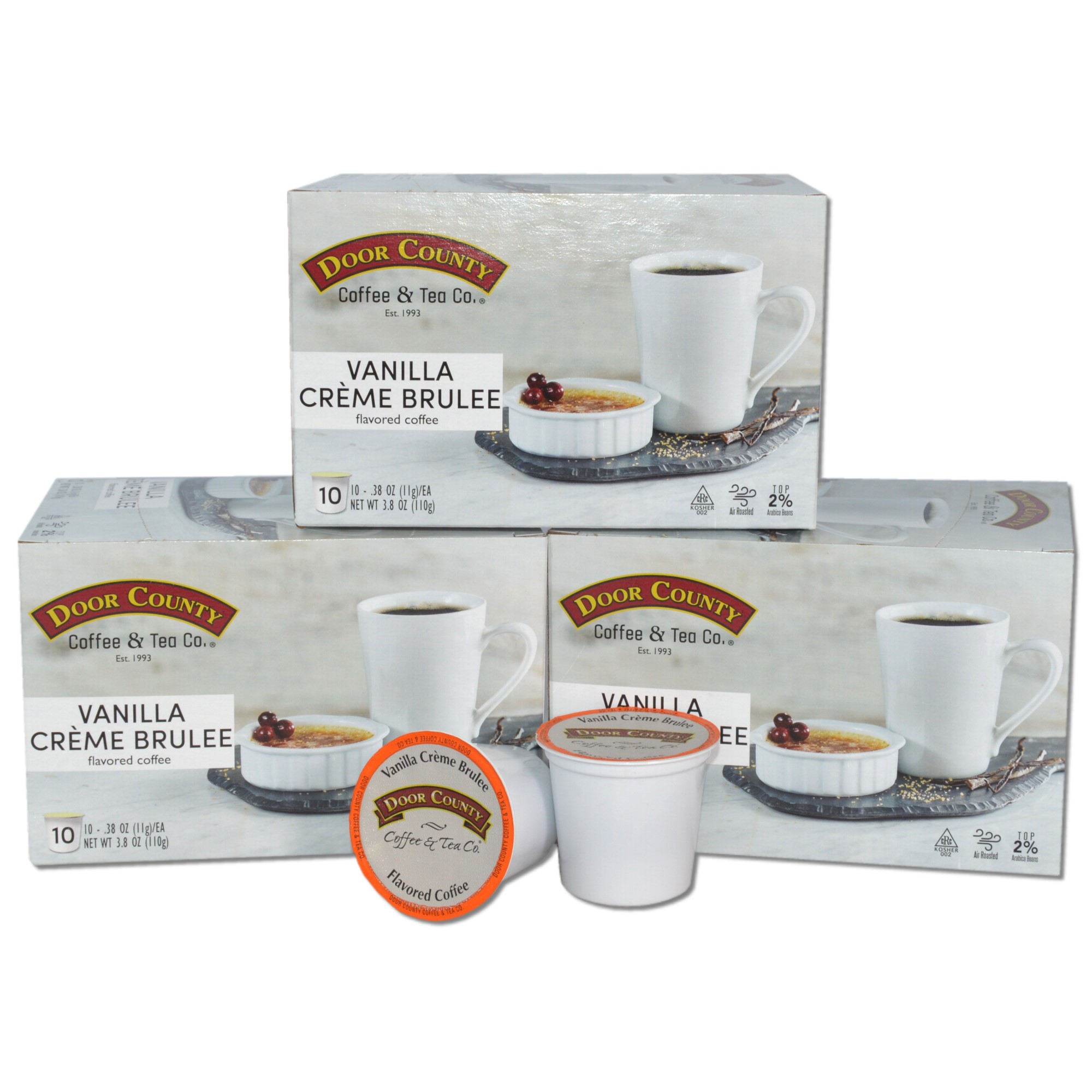 Door County Coffee Vanilla Creme Brulee Flavored Coffee Single Serve