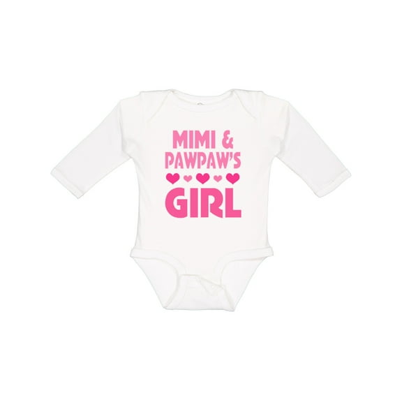 Inktastic Mimi and Pawpaw Girl Granddaughter Valentine Girls Long Sleeve Baby Bodysuit