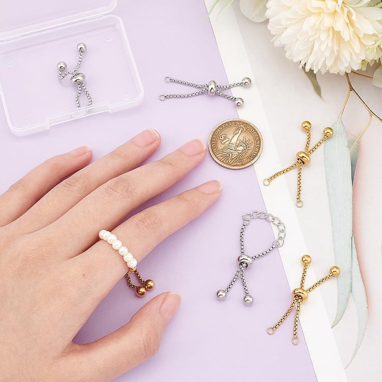 6Pcs Colors Slider Rings 304 Stainless Steel Chain Finger Rings