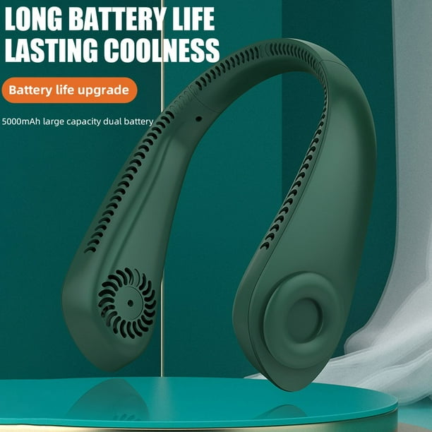 Ventilador con correa para el cuello, mini portátil, recargable por USB, con 3 velocidades de viento
