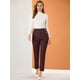 thumbnail image 2 of Pantalones Largos Rectos de cintura Elástica a cuadros de Tartán vintage Borgoña Allegra K M, 2 of 6