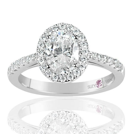Sterling Silver Oval Cut White Cubic Zirconia Solitaire Engagement