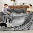 thumbnail image 2 of Cozy Comfort Oversized Big Fleece Blanket Grey ,Soft Lightweight Plush Fuzzy Cozy Luxury Microfiber, 120X120 Inches, 2 of 7