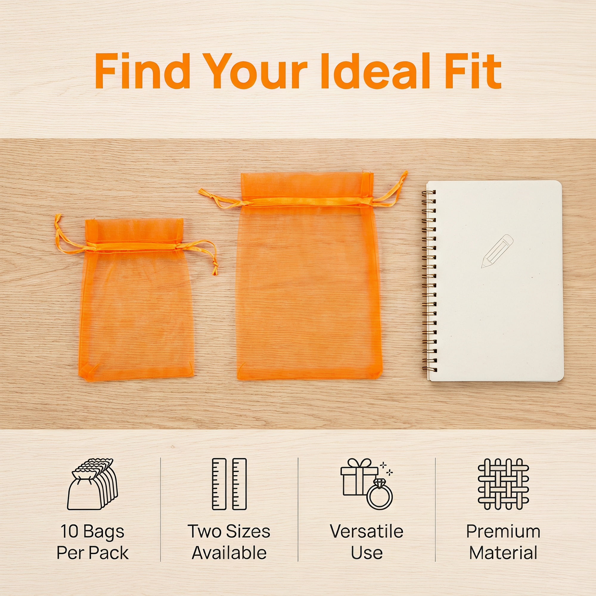 Unique Bargains Multi-Purpose Gift Bags with Handles for Events Orange 3.9" x 5.9"