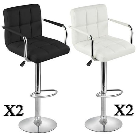 Western Leather Bar Stools - Yaheetech Set of 2 Breakfast Faux Leather Bar Stools Swivel Kitchen Stools Pub Chair w/ Armrest