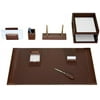 Rustic Brown Leather 10-Piece Desk Set