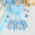 thumbnail image 3 of GYRATEDREAM Kids Girl Summer Print Dresses Teen Flutter Sleeve A Line Layered Ruffles Belted Wedding School Dress for 5-14 Years, 3 of 8
