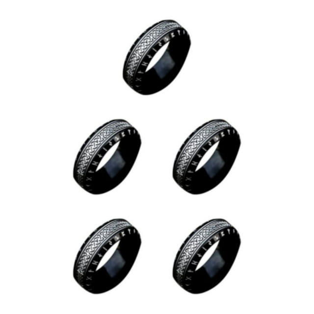 Baohd Vintage Steel Ring Gift For Men And Women Unique Style Metal For Unisex Ring For Men Gifts For Friends Rings All black 7 5Set