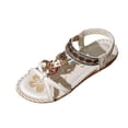 thumbnail image 2 of hoksml Women's Boho Beaded Flat Sandals, Elastic Ankle Strap Open Toe Summer Shoes, Multicolor, 2 of 6