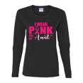 thumbnail image 2 of WIld Bobby Breast Cancer Awareness I Wear Pink for My Aunt Women Long Sleeve Tee, Black, X-Large, 2 of 6