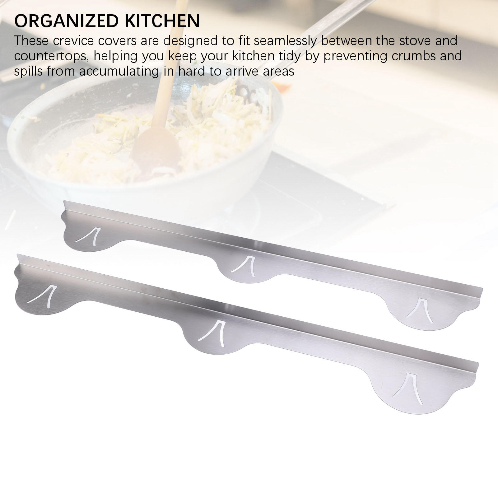 BIMZUC 2‑Pack Stainless Steel Stove Crevice Covers – 59.5 cm Silver, Heat‑Resistant, Easy‑Clean Kitchen Guard for Counter & Oven