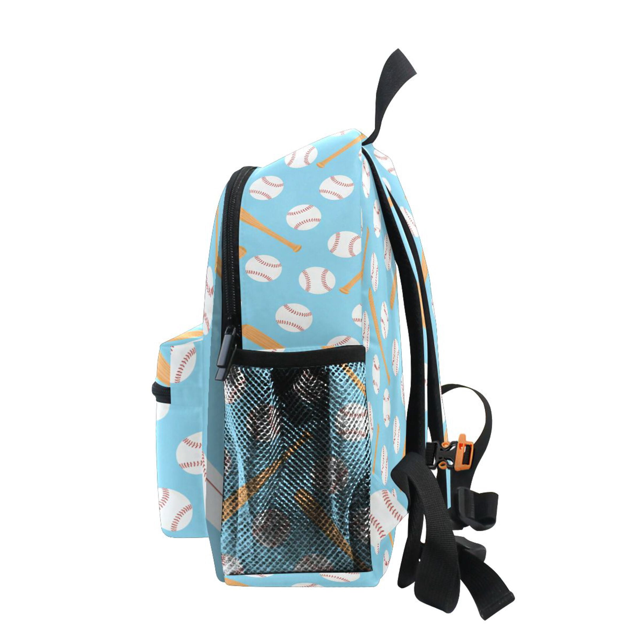 Baseball Bat Pattern Mini Backpack Cute Small Backpack with Chest Strap and Whistle Ages 3-8