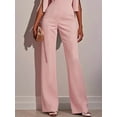 thumbnail image 3 of ZOELNIC Women's Elegant Formal Jumpsuit Long Sleeve Pearl Accent Jumpsuit, Mid-Length Sleeve with Side Slit & Back Zipper, Office to Evening Wear, L, 3 of 4
