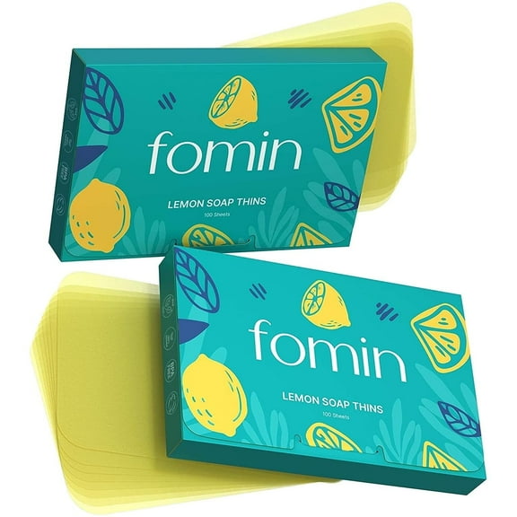 FOMIN - Antibacterial Paper Soap Sheets for Hand Washing - (200 Sheets) Lemon Portable Travel Soap Sheets, Dissolvable Camping Mini Soap, Portable Hand Soap Sheets