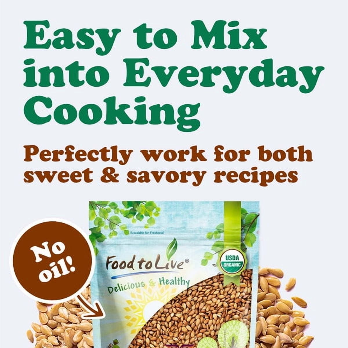 Organic Dry Roasted Whole Golden Flax Seeds, 5 Pounds – Vegan, Kosher, Bulk – by Food to Live