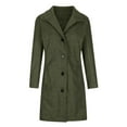thumbnail image 4 of Guieoi Plus Size Jackets for Women Winter Solid Casual Thicken Wool Stand Collar inner Lining Pocket Breasted Faux Fur Coat Green, 4 of 5