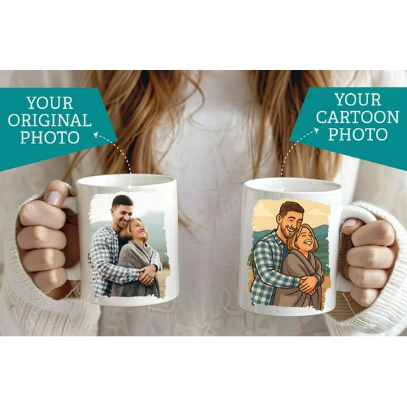 Custom Cartoon Photo Mug, Personalized Family Portrait Coffee Cup, Illustration Gift, Custom Pet Mug, Birthday Gift for Mom