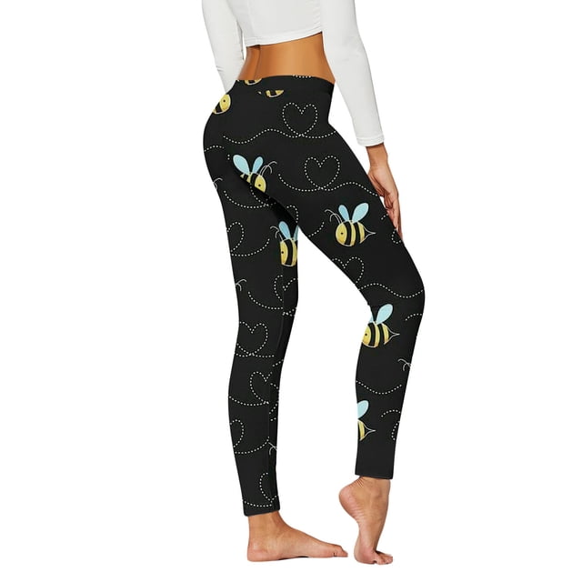Gibobby Leggings Translúcido Mujer Pantalones yoga deportivos cintura alta ajustados moda casual para mujer Leggings estampados Festival(Negro, L)