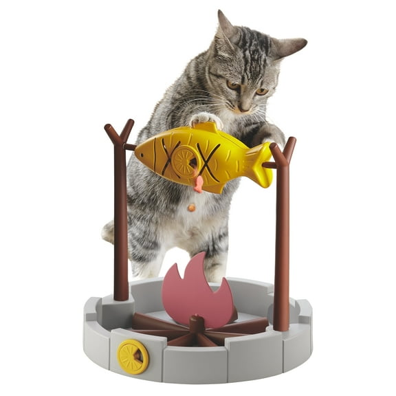 PetPals Interactive Cat Treat-Dispensing Cat Toy- 11"H, Dispensing, Small, Cat Puzzle Food Toy, Grilled Fish Toy