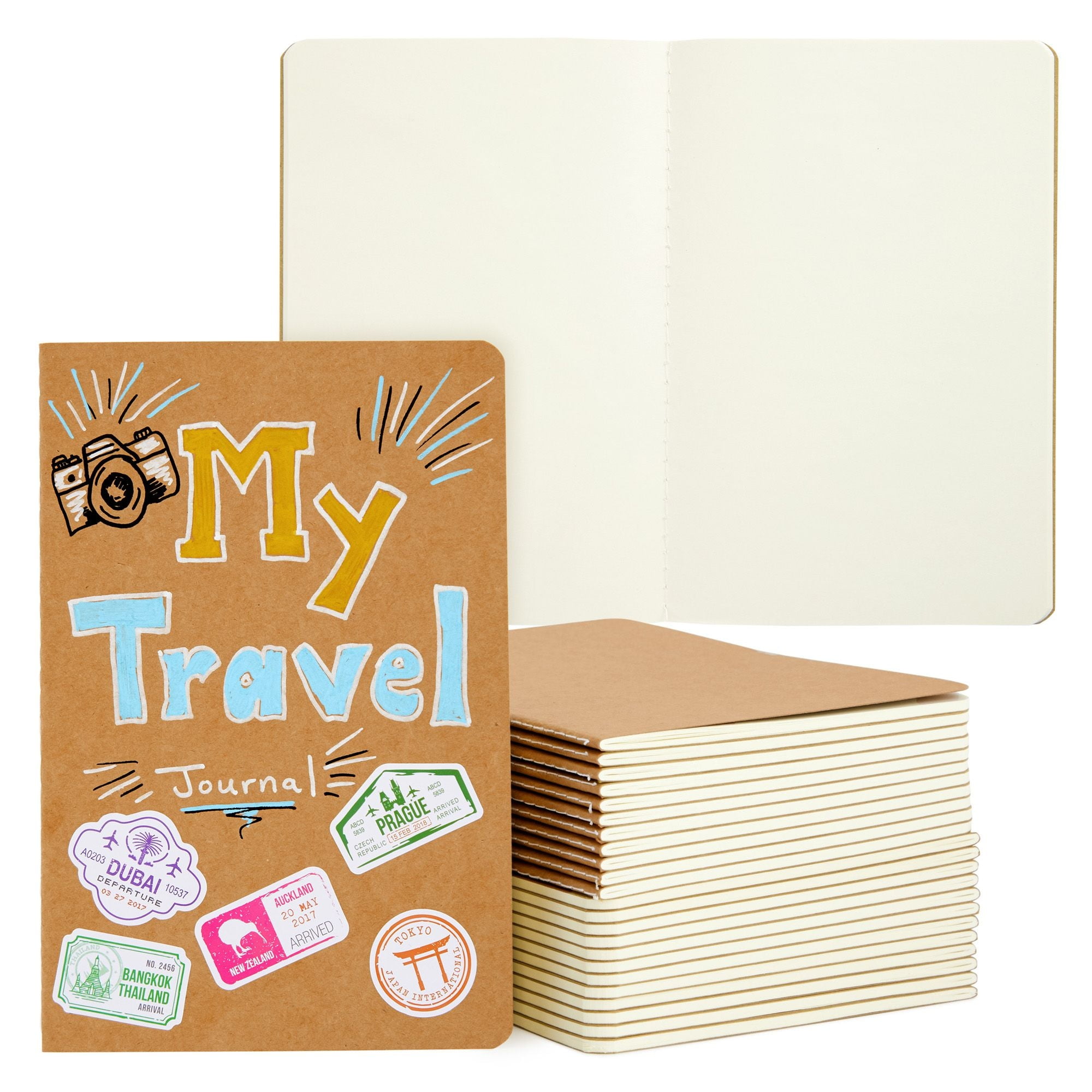 24 Pack Kraft Paper Notebook, Blank Journals Bulk for Travelers