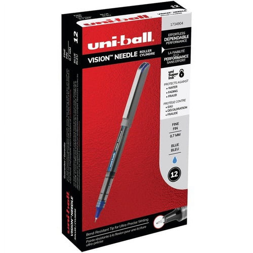 uni-ball Vision Needle Rollerball Pens Fine Pen Point - 0.7 mm Pen Point Size - Blue - 12 / Dozen