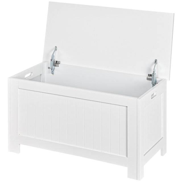 CoSoTower Large Storage Box Storage Trunk Cabinet Container with Lid and 2 Safety Hinges, White