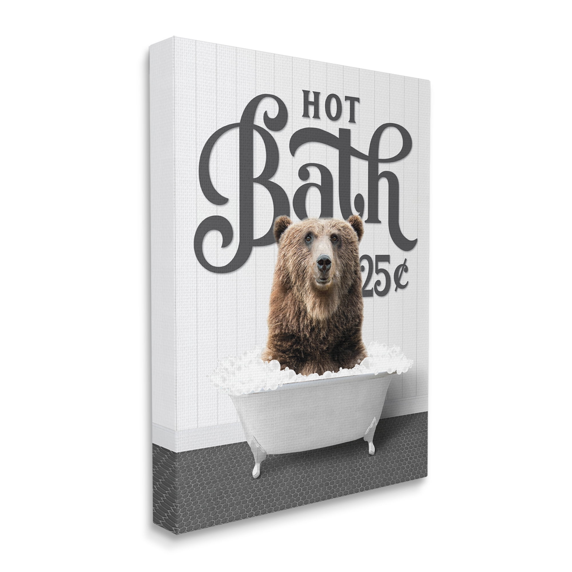 Stupell Industries Vintage Hot Bath Bear Animals & Insects Painting Gallery Wrapped Canvas Print Wall Art, 30 x 40
