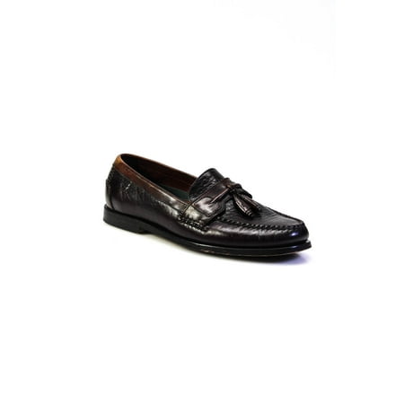 

Pre-owned|H.S. Trask Mens Slide On Round Apron Toe Dark Cedar Brown Loafers Size 9
