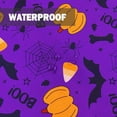 thumbnail image 5 of Halloween Round Tablecloth 60 Inch Boo Purple Table Cover Pumpkin Bat Themed Waterproof Wipeable Table Cloth for Party Picnic Kitchen Home Decoration, 5 of 6