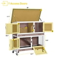 thumbnail image 5 of AIVITUVIN Wooden Rabbit Hutch Indoor Outdoor Rabbit Cage with Two Removable Trays Bunny Cage on Wheels Pet House Guinea Pig Cage 2 Story (Brown), 5 of 8