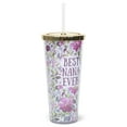 thumbnail image 3 of Best Nana Ever Purple Salem Floral 24 Ounce Straw Tumbler with Goldtone Lid, 3 of 6