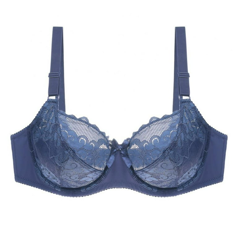 Emilie Floral Blue Plus Unlined Bralette, XL-3X