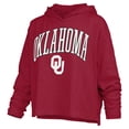 thumbnail image 2 of Women's Pressbox  Crimson Oklahoma Sooners Nelson Arch Over Logo Long Sleeve Hooded Slub T-Shirt, 2 of 3