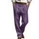thumbnail image 1 of Ceisia Men's Solid Color Double Pleated Straight Leg Casual Pants with Front Pockets Purple M Gifts, 1 of 5
