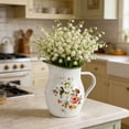 thumbnail image 6 of Enamel Pitcher 1.2 Qt, Vintage White Enamelware Water Pitcher Serving Beverage,Tea,Milk,Coffee,Decorative Flower Pitcher Vase for Kitchen Countertop Living Room Tabletop Decor, 6 of 8
