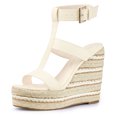 thumbnail image 1 of Sandalias De Plataforma De Cuña De Tiras Para Mujer Beige 41 Allegra K, 1 of 7