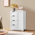 thumbnail image 3 of Large Bathroom Floor Cabinet with 4 Dawers and Single Door Cabinet, Freestanding Storage Cabinet for Living Room Kitchen Hallway, White, 3 of 17