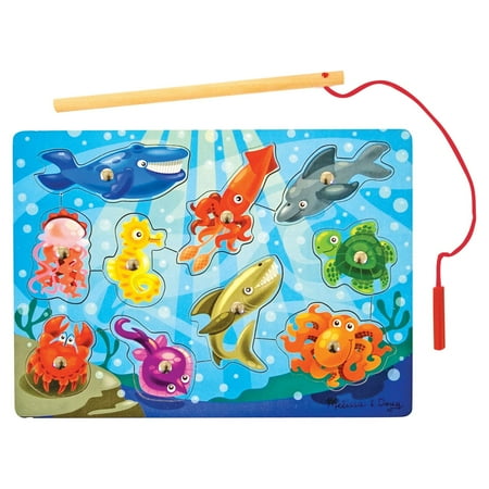 UPC: 0000772037785 | Melissa & Doug Magnetic Wooden Fishing Game and Puzzle With Wooden Ocean Animal Magnets