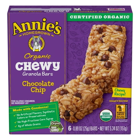 Chewy Chocolate Chip - Annie's Organic Chewy Chocolate Chip Granola Bars 6 Ct, 5.34 oz