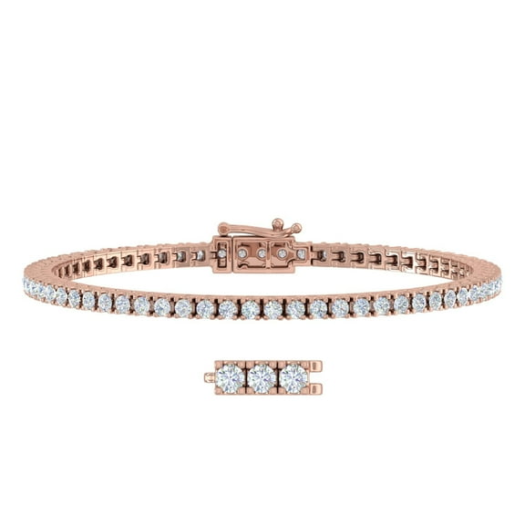 2.77 Carat Diamond Tennis Bracelet in 10K Rose Gold (7 Inch) - IGI Certified